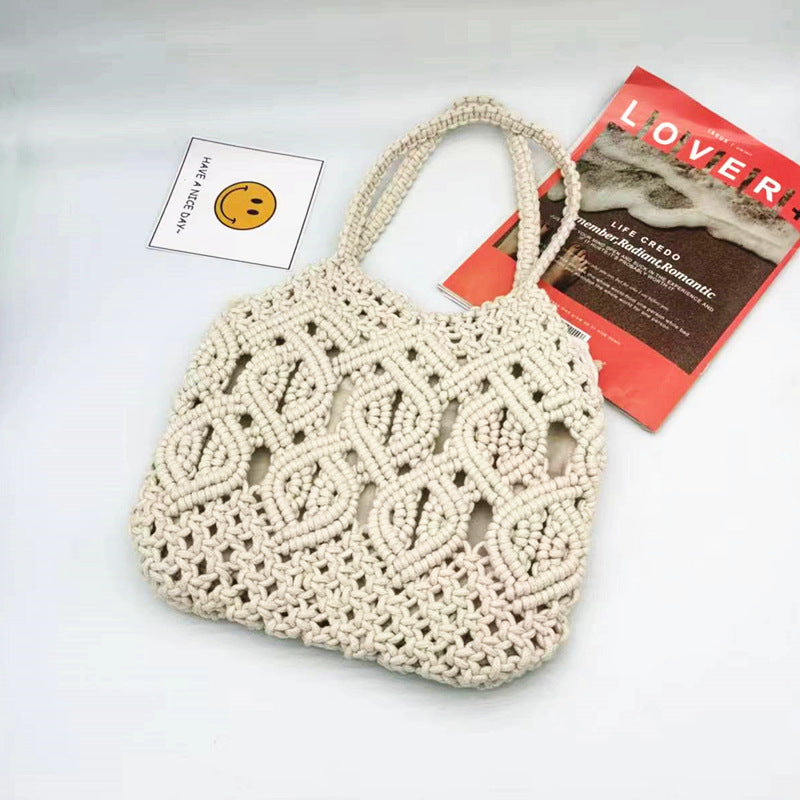 Women's High Quality Cotton Rope Braided Artistic Shoulder Bags