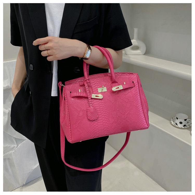 Women's Retro Snakeskin Pattern Kelly Trendy Large Shoulder Bags