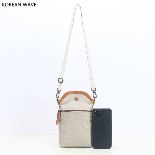 Style Simple Solid Color Canvas Mobile Crossbody Bags