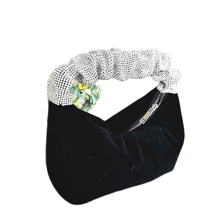 Comfortable Veet Black Dinner Hand Carrying Shoulder Bags