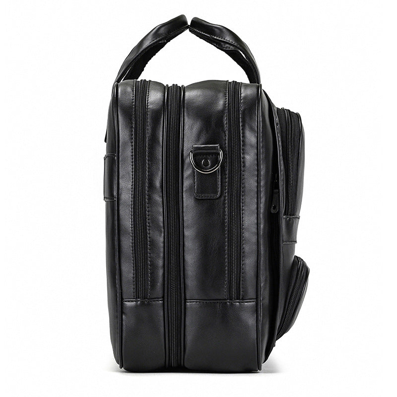 Men's Leather Large Capacity Business Cowhide Black Men's Briefcases