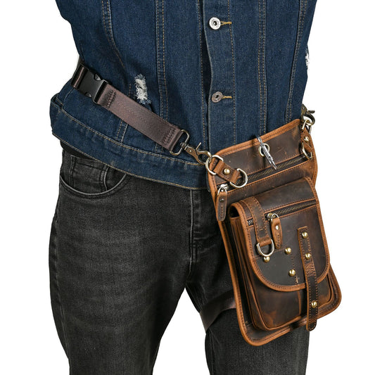 Men's Top Layer Oil Wax Skin Ding Men's Chest Bags