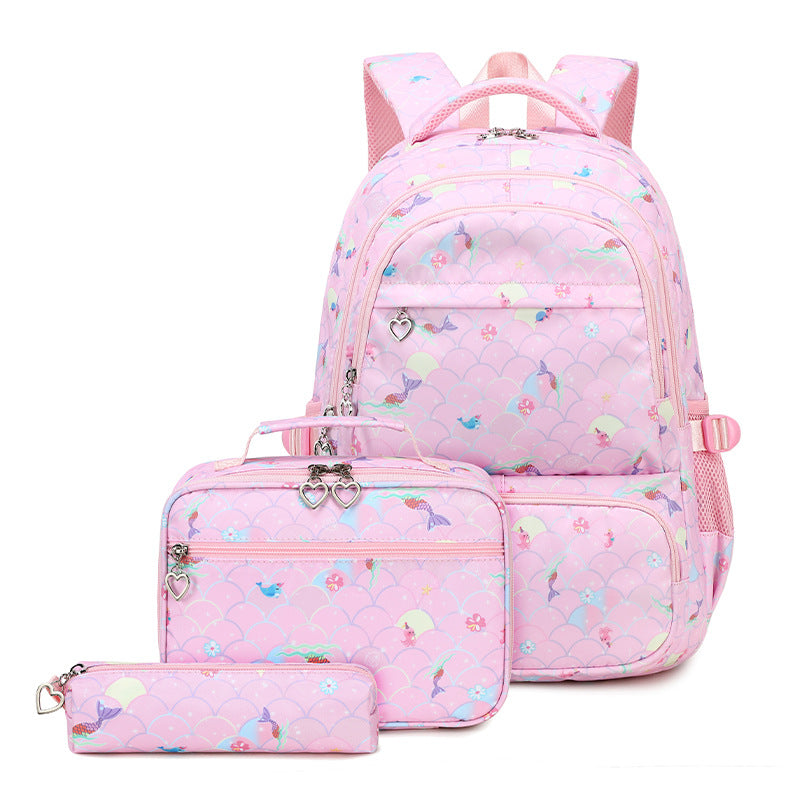 Three-piece Primary Female Marine Elements Printing Elementary School Students' Schoolbags