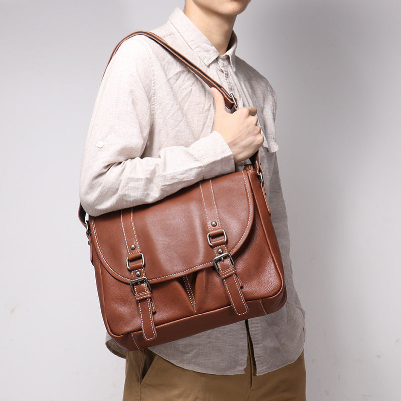 Women's & Men's & Leather Large Capacity File Men's Shoulder Bags