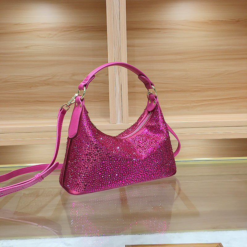 Women's French Entry Lux Portable Rhinestone High-grade Tote Bags