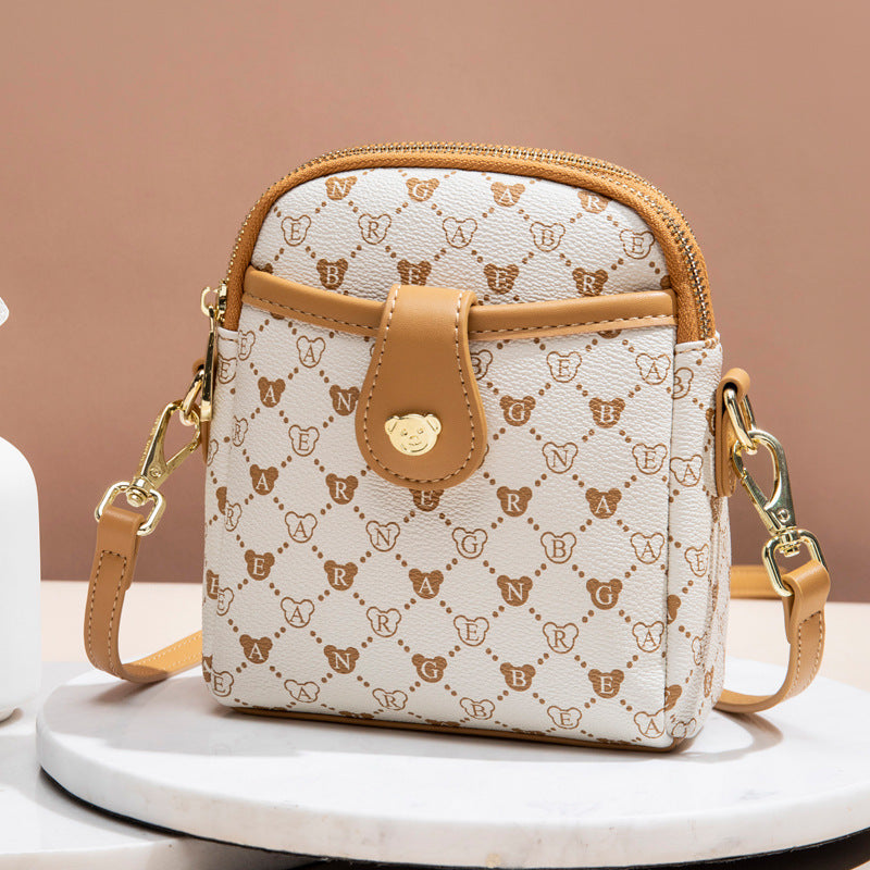 Women's Bear Attachment Mobile Fashion Mini Walking Crossbody Bags