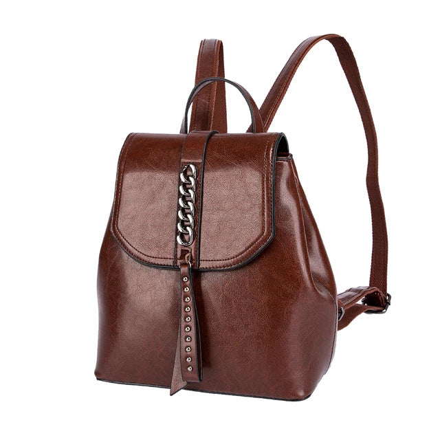 Women's Genuine Leather Fashion Storage Commuter Magnetic Backpacks