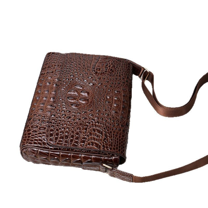 Men's Crocodile Leather Pattern Top Layer Horizontal Men's Messenger Bags