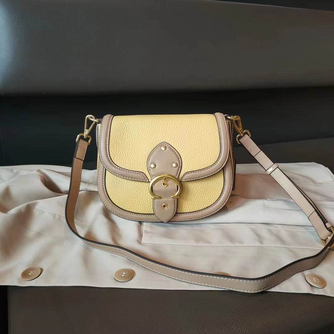 Women's Saddle Korean Color Contrast Patchwork Personality Crossbody Bags