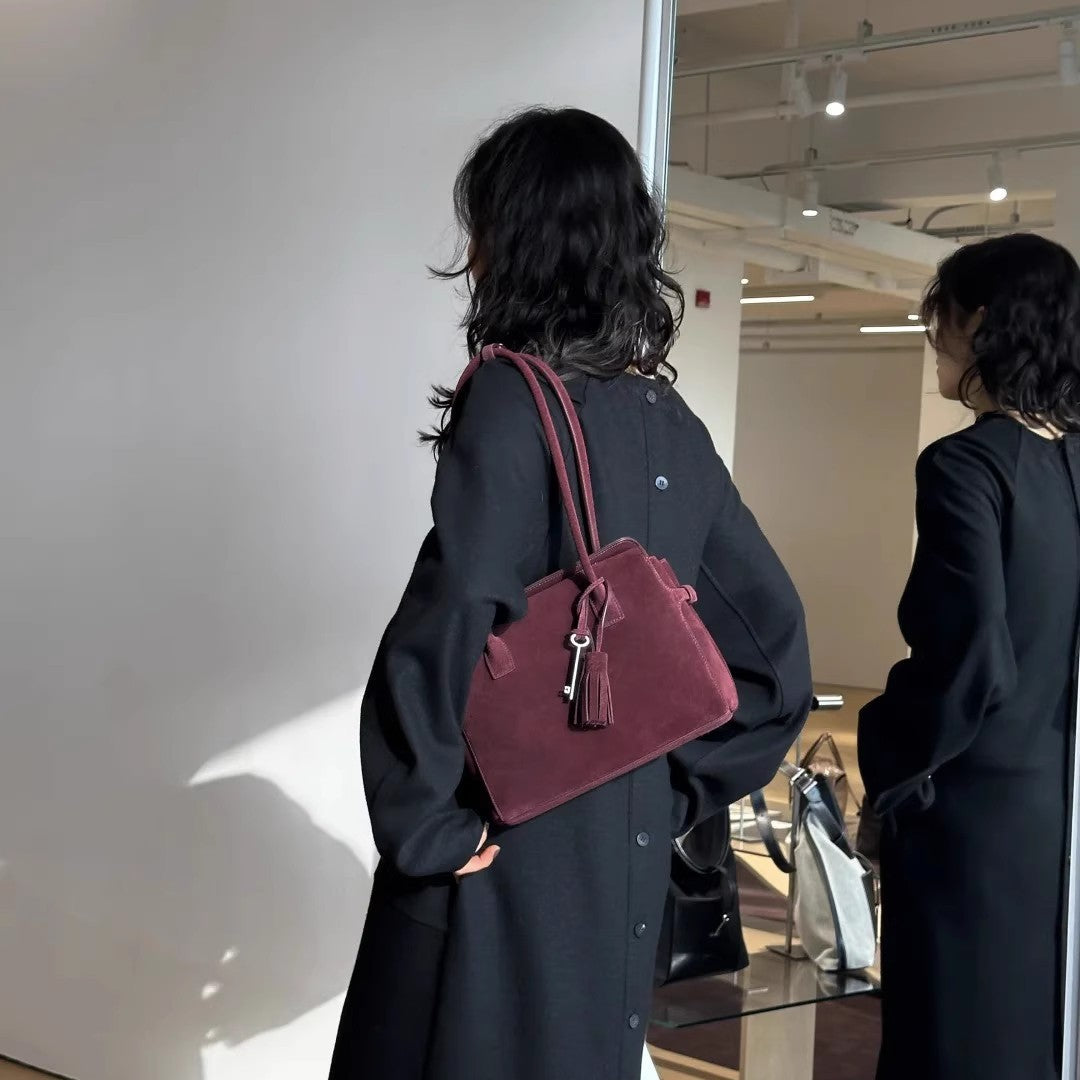 Genuine Leather High-grade Retro Portable Red Bags