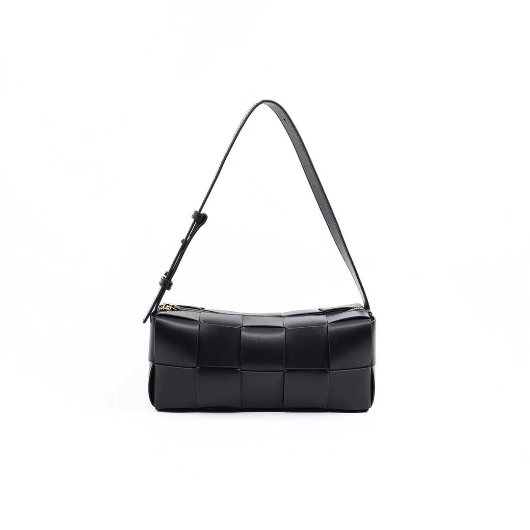 Women's Genuine Leather Woven Pink Versatile Underarm High-grade Hand Armpit Bags