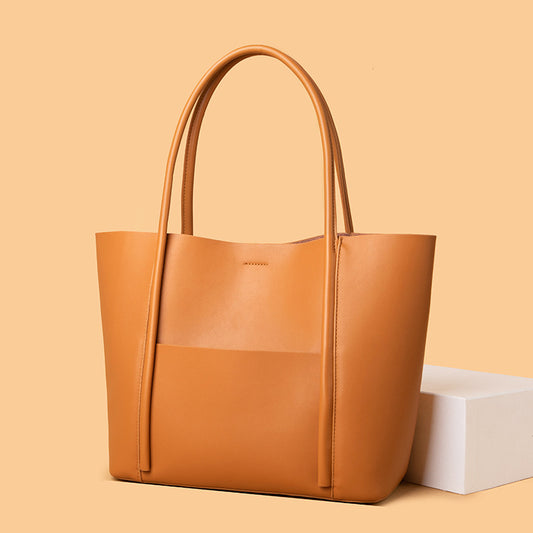 Women's Genuine Leather Simple Large Capacity Totes Shoulder Bags