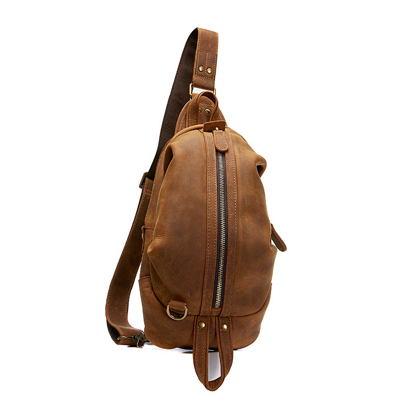 Men's Light Retro Crazy Horse Leather Burden Men's Chest Bags