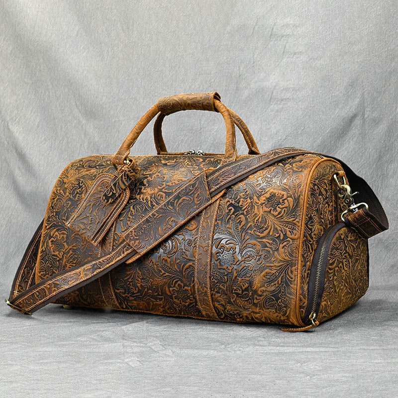 Print Crazy Horse Leather Fitness Inch One Handbags