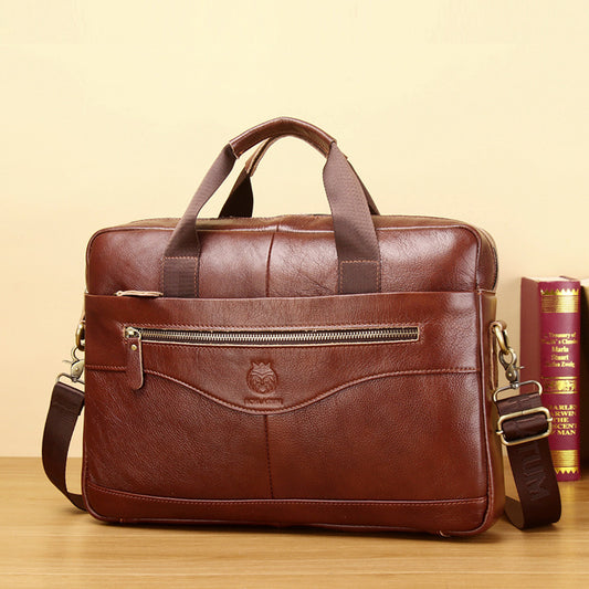 Men's Leather First Layer Cowhide Portfolio Computer Men's Briefcases