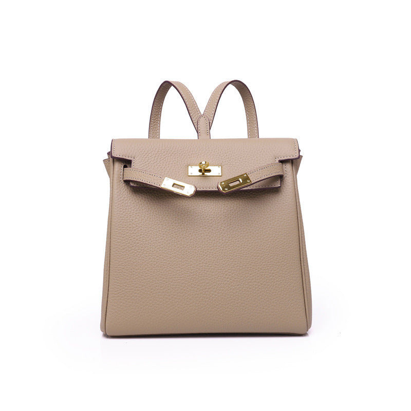First Layer Cowhide Kelly Platinum Leather Backpacks