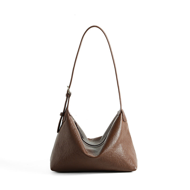 Layer Vegetable Tanning Leather Underarm Commuter Tote Bags