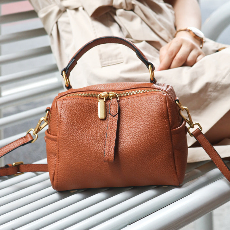 Boston Pillow Leather Large Capacity Lady Crossbody Bags