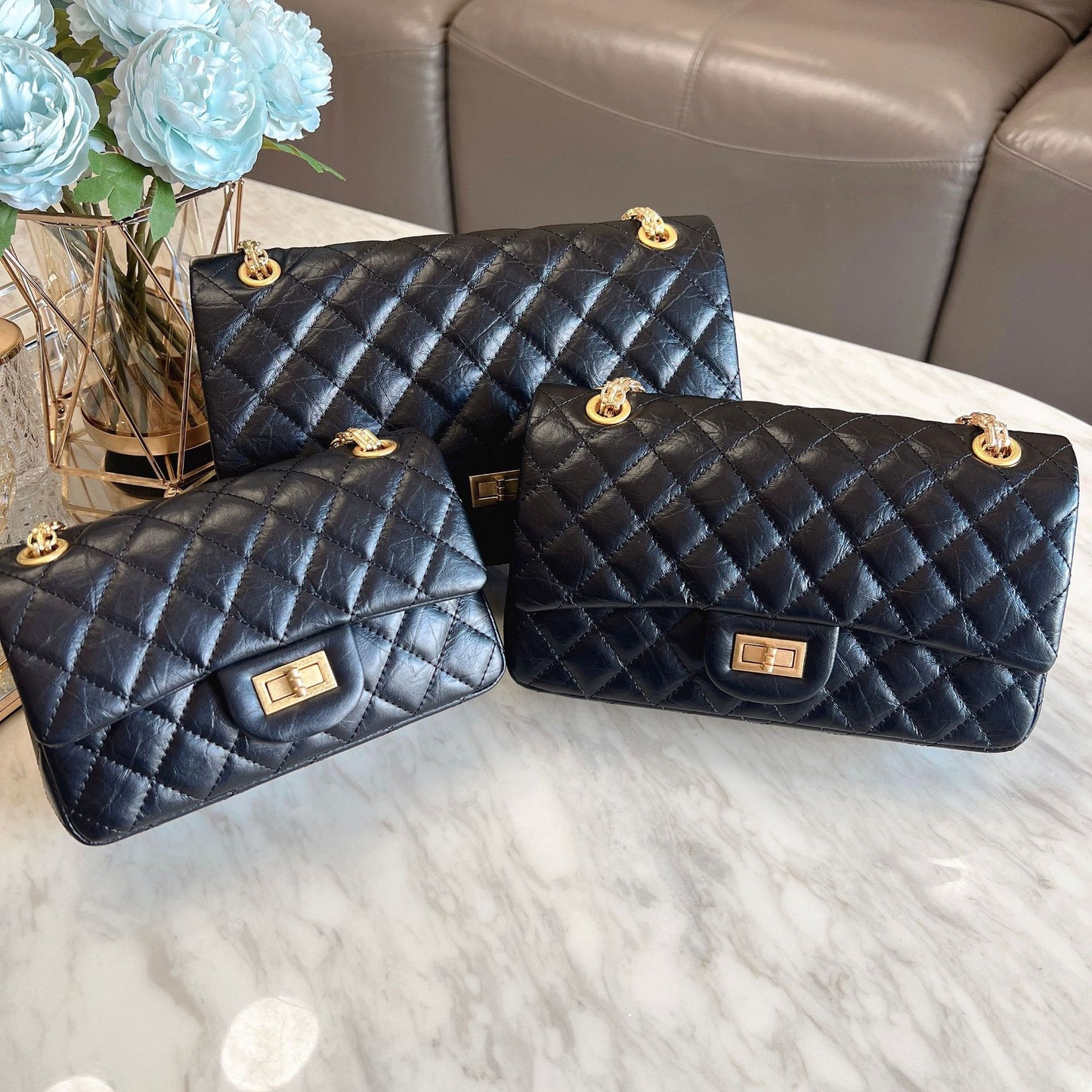 Women's Genuine Leather Rhombus Chain Elephant Pattern First Layer Shoulder Bags