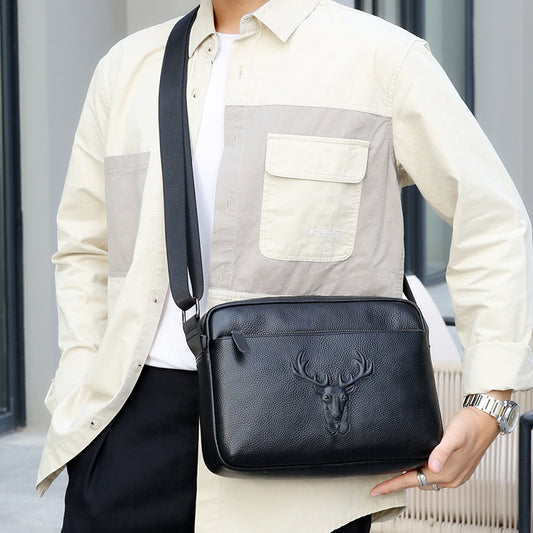 Men's Genuine Leather Elk Horizontal First Layer Bags