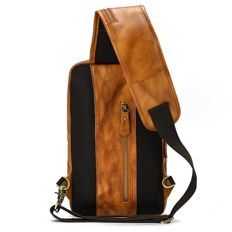 Men's Leather Retro Vegetable Tanned Top Layer Men's Chest Bags