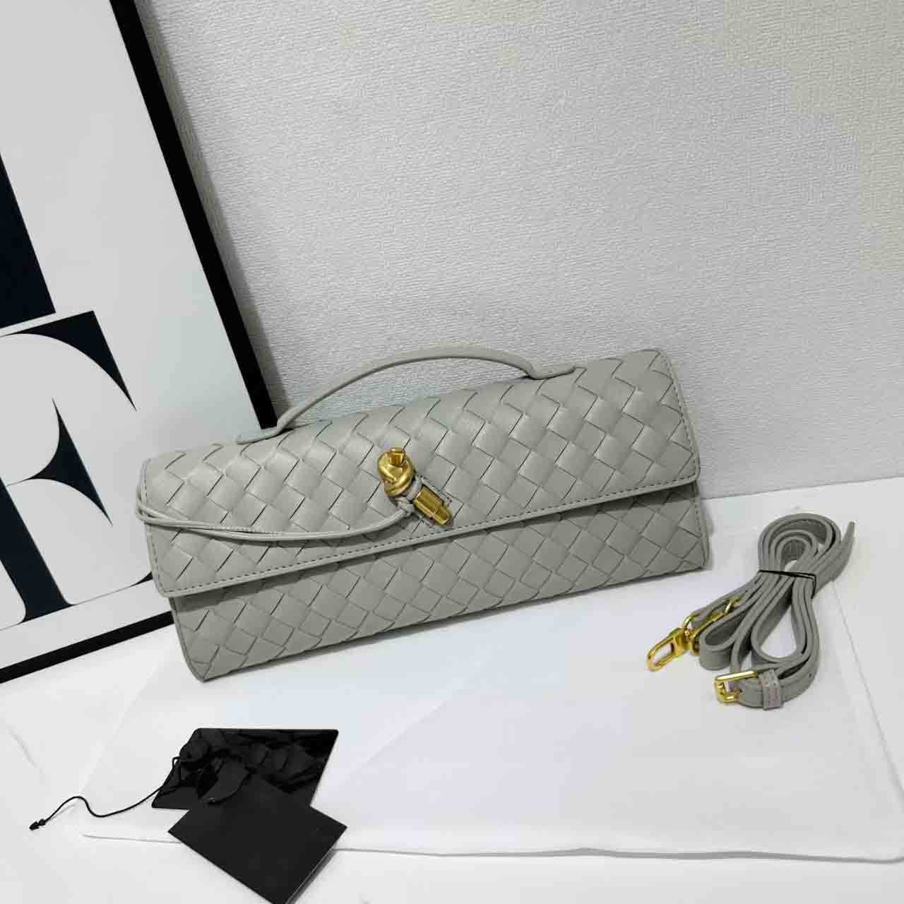 Women's Genuine Leather Baguette Woven Underarm Niche Backpacks