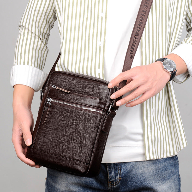 Men's Kangaroo First Layer Cowhide Vertical Mini Men's Messenger Bags