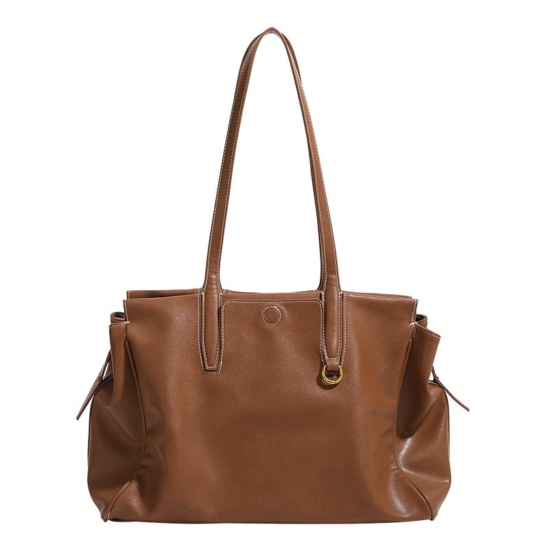 Women's Leather Feel Large Capacity Retro Commuter Tote Bags