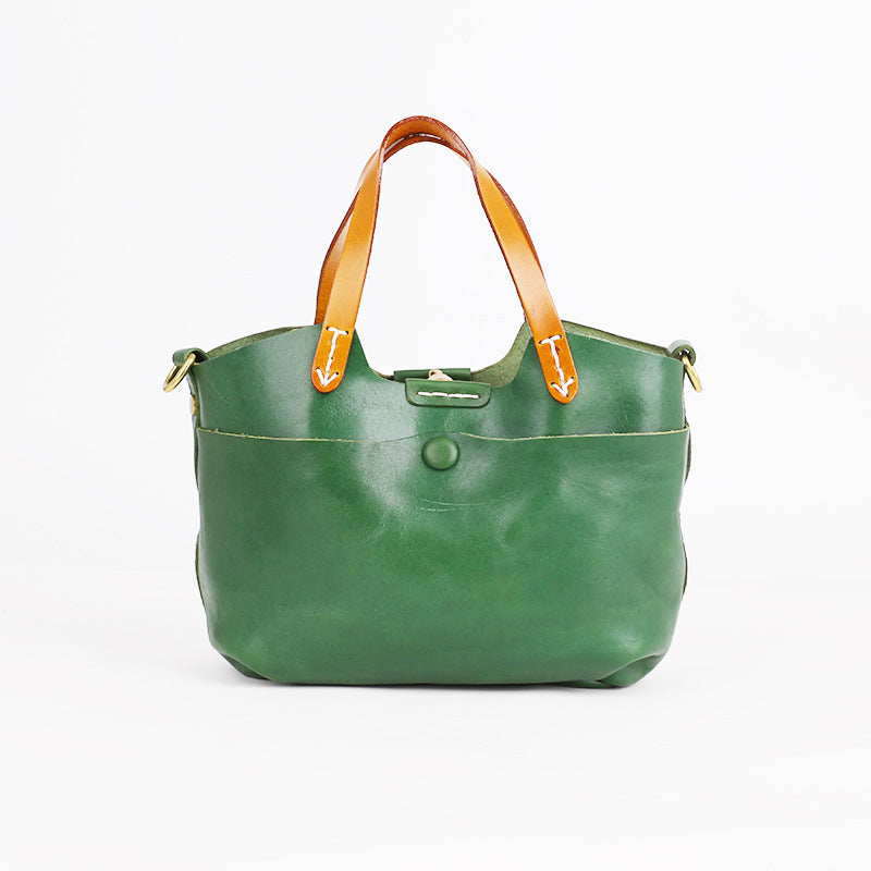 Style Retro Top Layer Cattlehide Leather Handbags