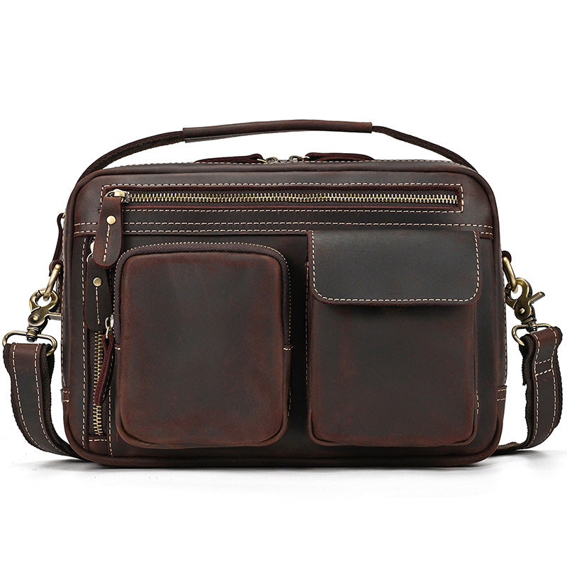 Men's Retro Crazy Horse Leather Flat Men's Briefcases