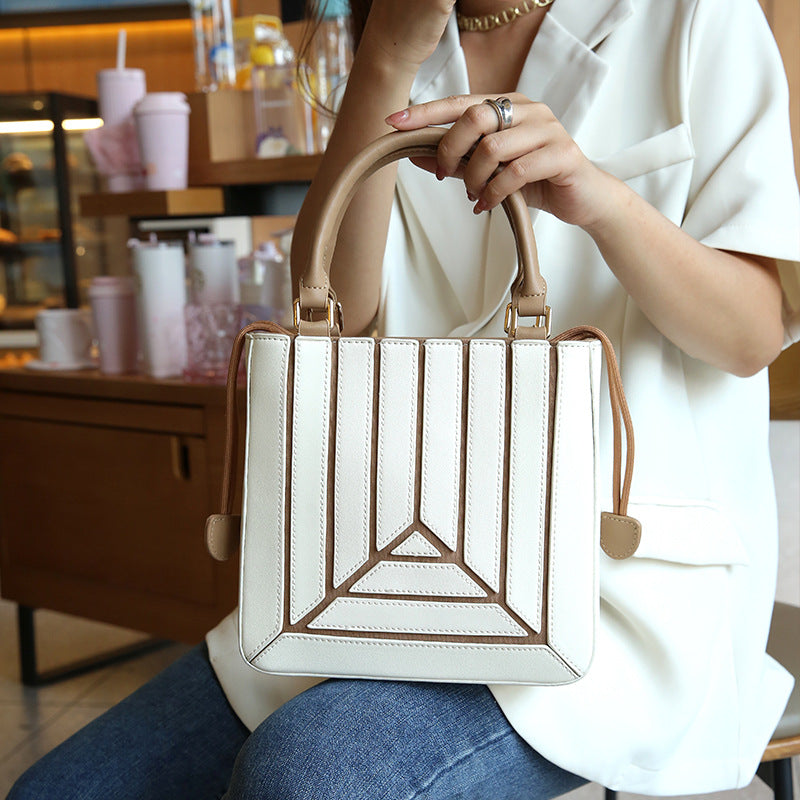 Women's Trendy Fashionable Color Contrast Patchwork Pleated Crossbody Bags