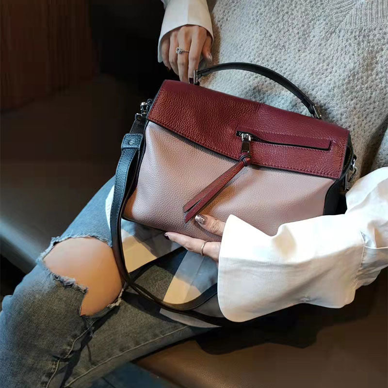 Women's Line Soft Leather Underarm Fashionable Large Shoulder Bags