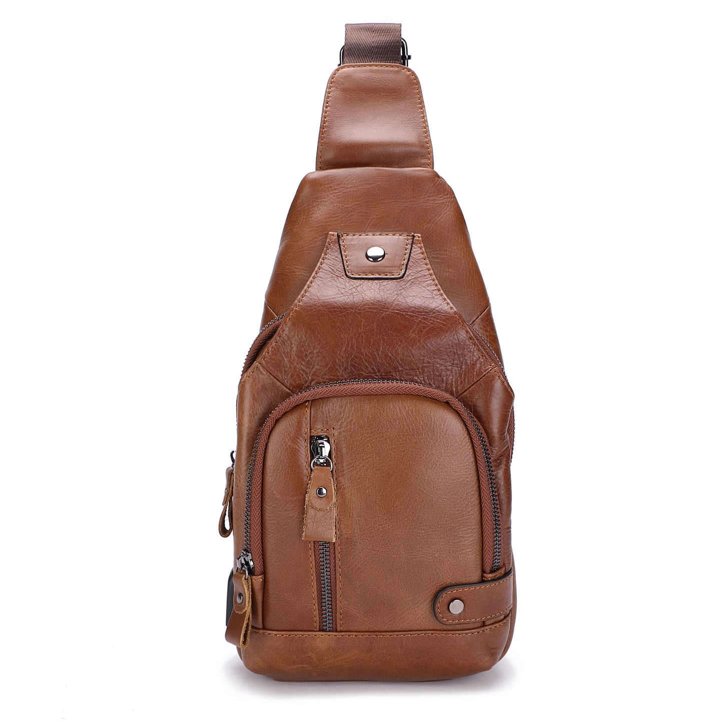 Men's Innovative Leather Convenient Charging Slanted Men's Chest Bags