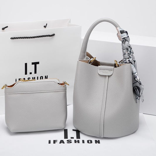 Women's Genuine Leather Niche Vegetable Basket Fashion Bucket Bags