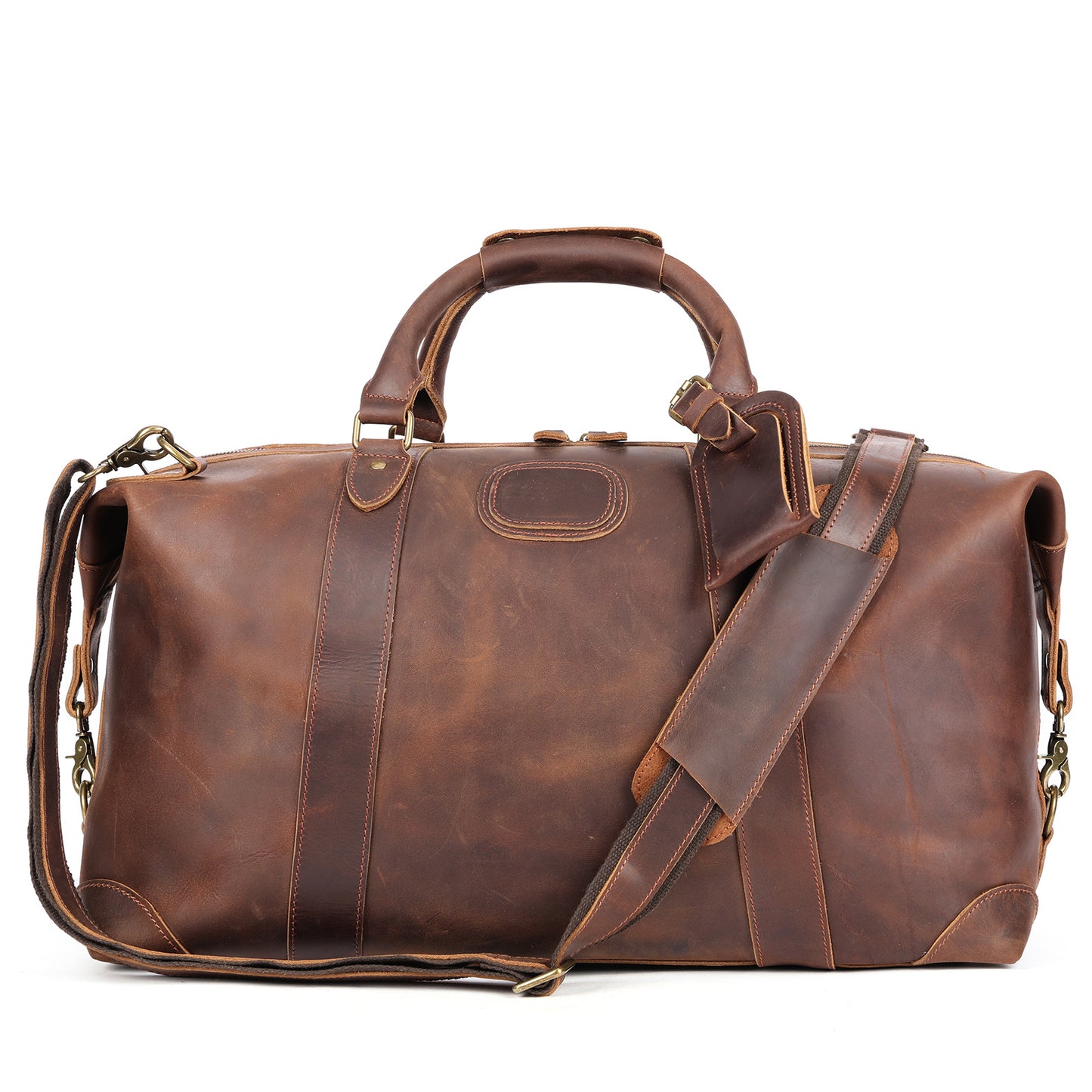 Men's Crazy Horse Leather Handmade Retro Large Travel Bags