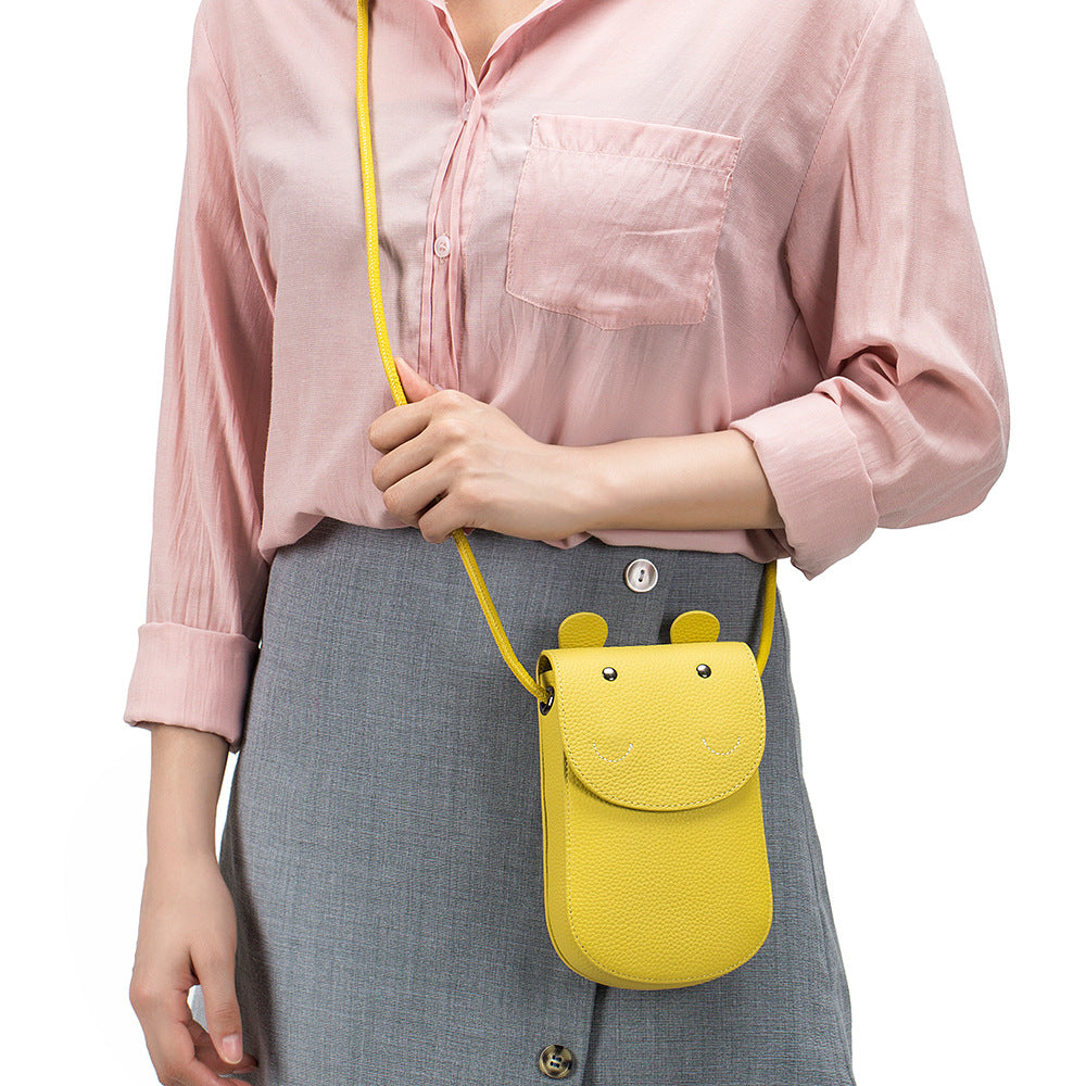 Women's Leather Niche Cute Mini Hippo Mobile Phone Bags