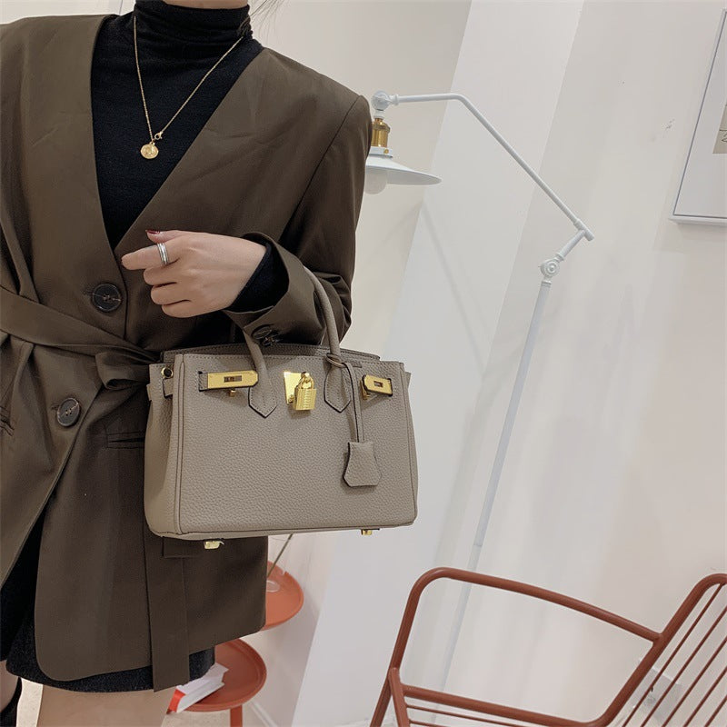 Fashion Classy Litchi Grain Latch Big Handbags