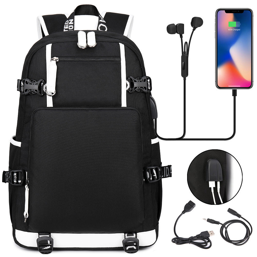 Women's & Men's & One Distribution Preferred Earphone Leisure Middle School Students' Schoolbags