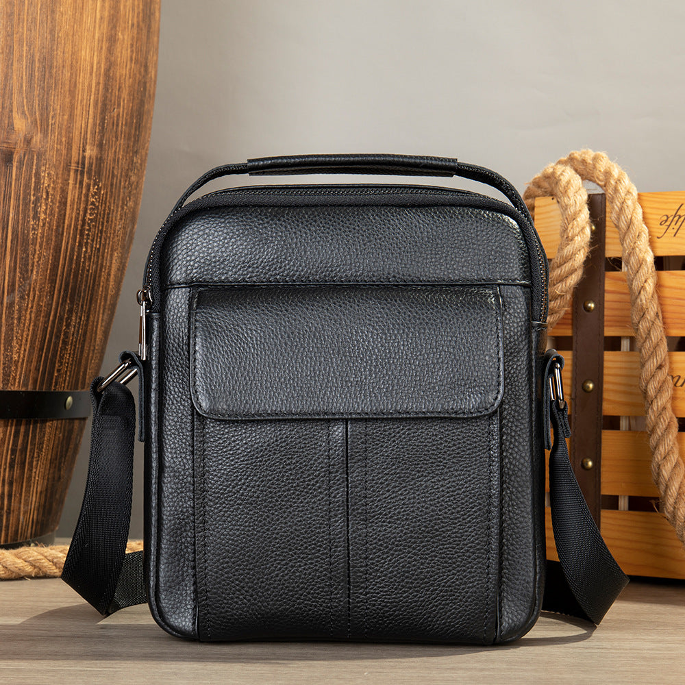 Men's Vertical Leather Top Layer Cowhide Men's Messenger Bags