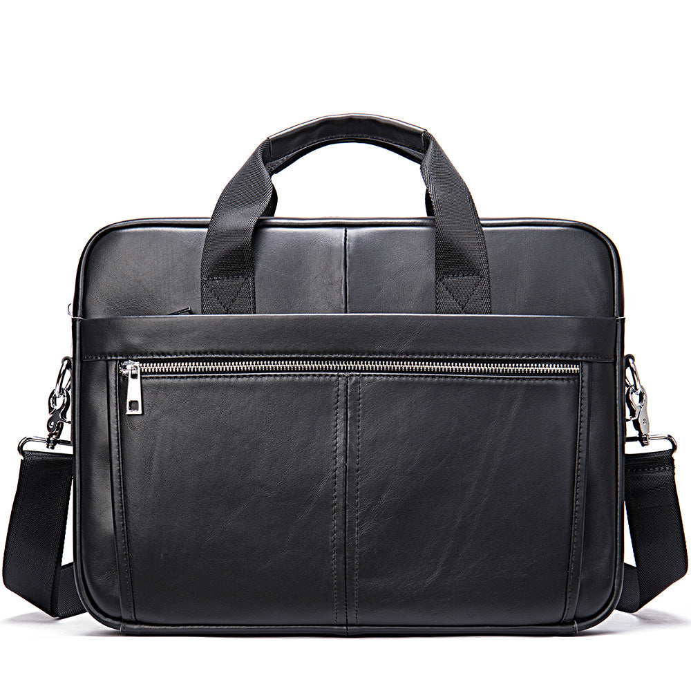 Men's Russian Genuine Cattlehide Leather Surface Business Bags