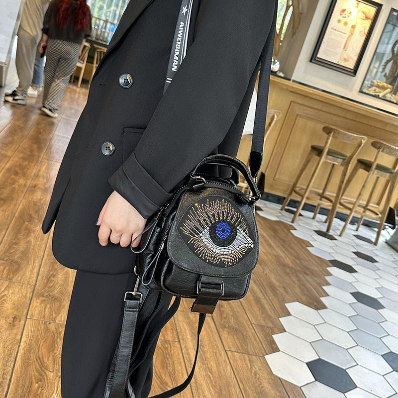Rhinestone Soft Leather Pouch Korean Style Versatile Contrast Handbags