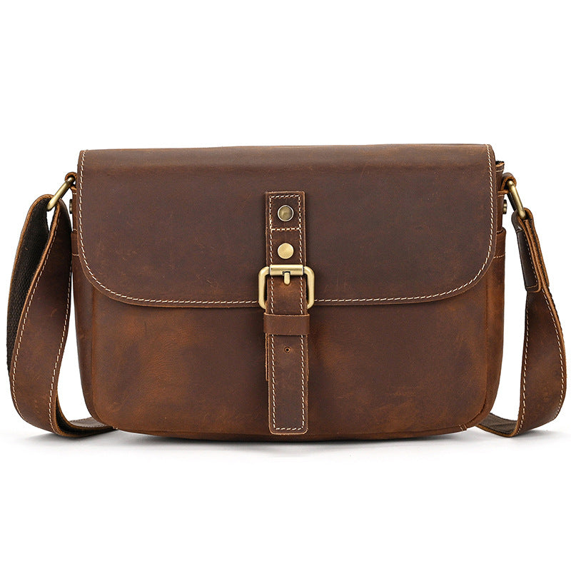 Men's Crazy Horse Vintage First Layer Cowhide Men's Shoulder Bags