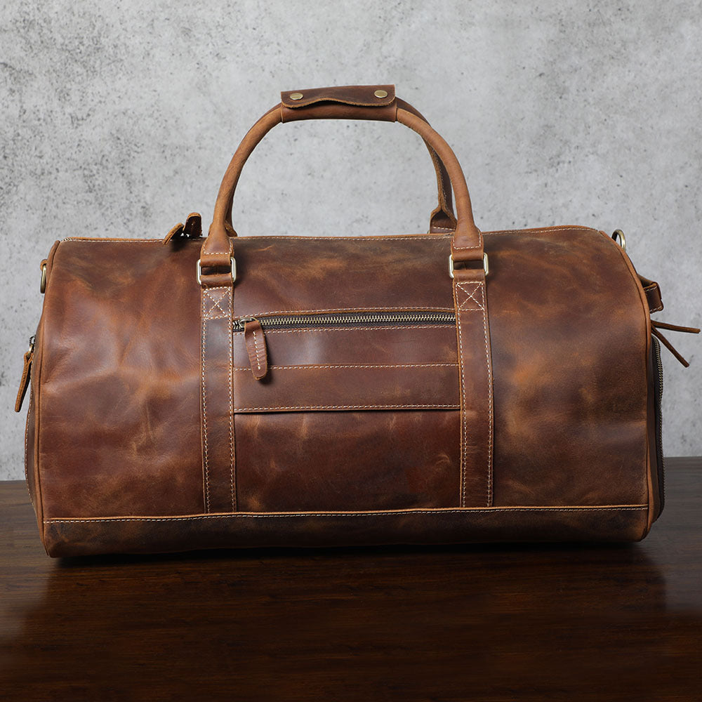 Men's Genuine Portable First Layer Cowhide Large Travel Bags