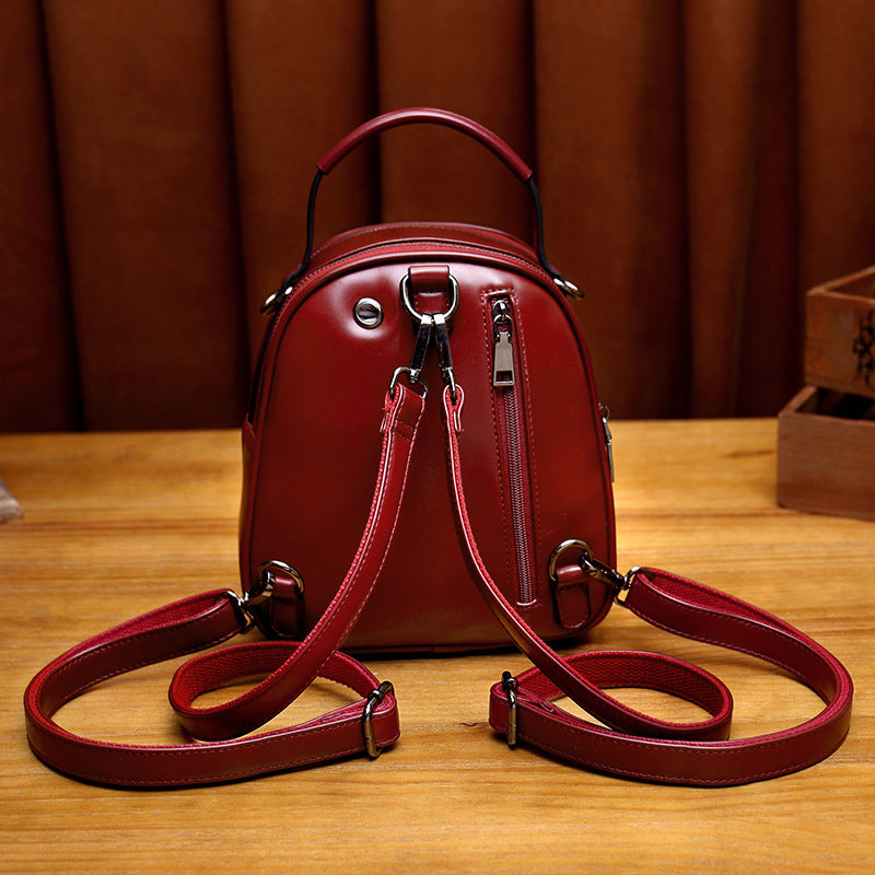 Women's Retro Oil Wax Skin Korean Fashion Backpacks