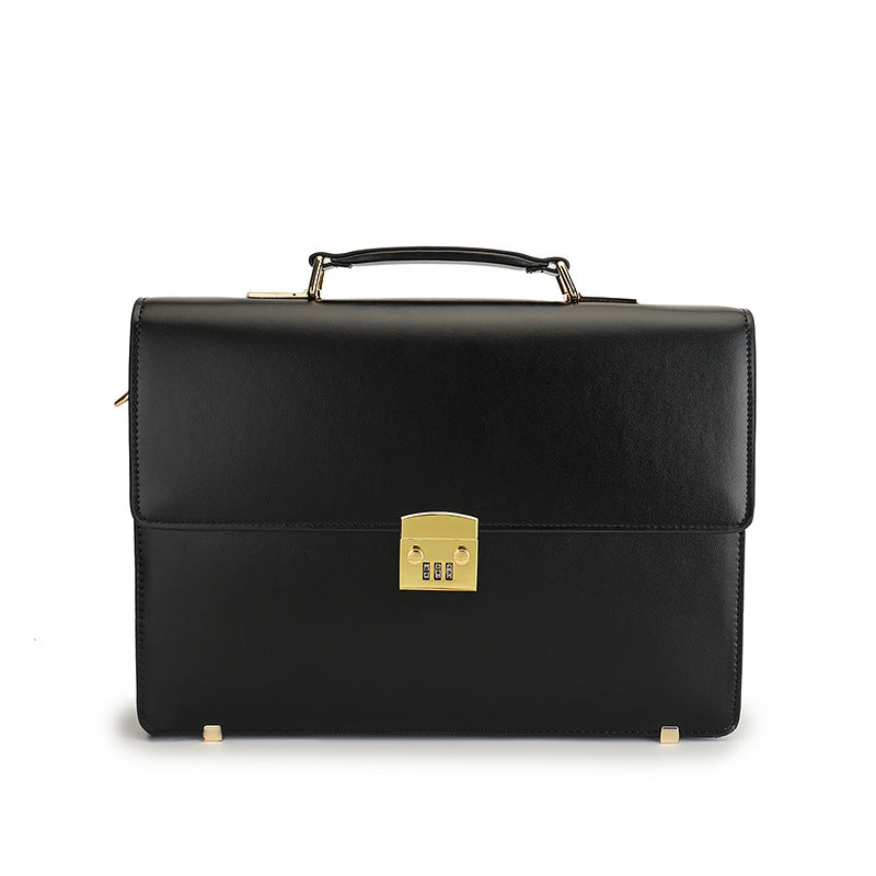 Men's Business Light Luxury Password Genuine Leather Men's Briefcases
