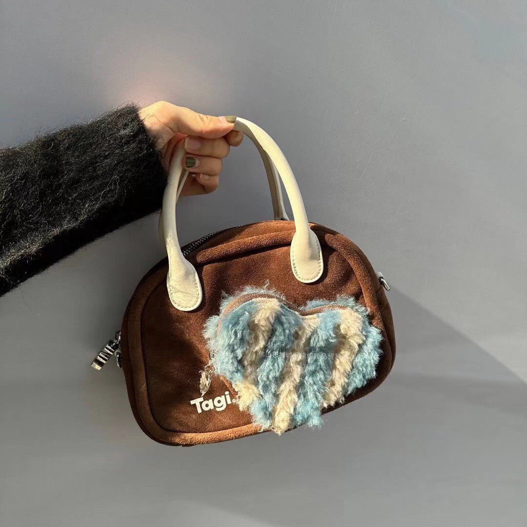 Korean Style Good-looking Imagination Love Suede Smiley Face Handbags