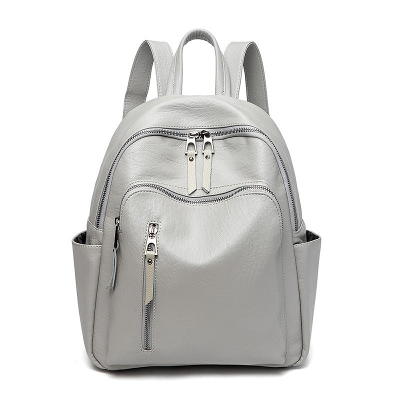 Women's Soft Leather Fashionable Minimalist Preppy Style Backpacks