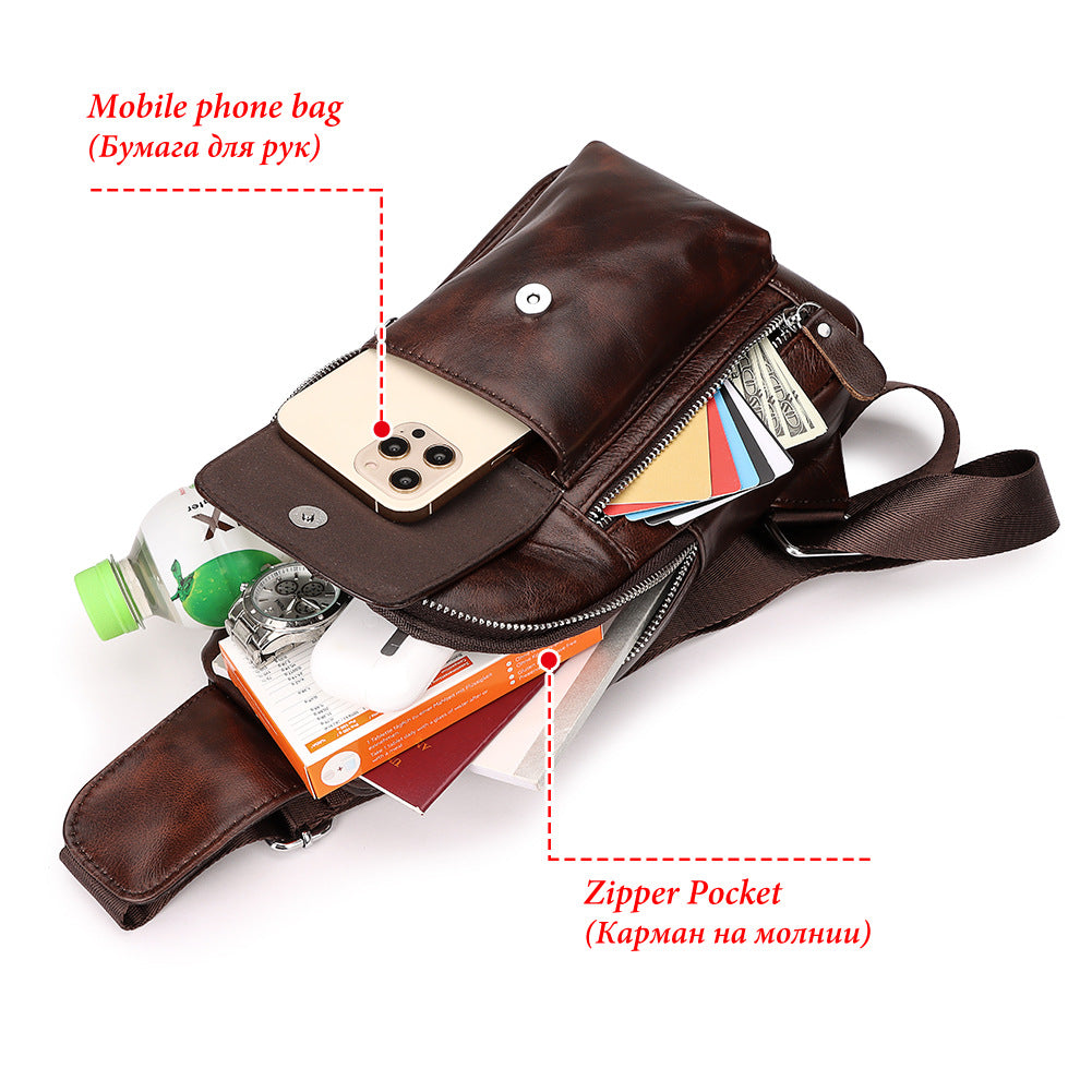 Men's First Layer Cowhide High Quality Genuine Men's Chest Bags