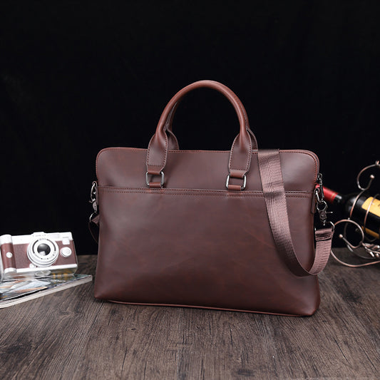 Men's Crazy Horse Leather Vintage Business Commuter Men's Briefcases