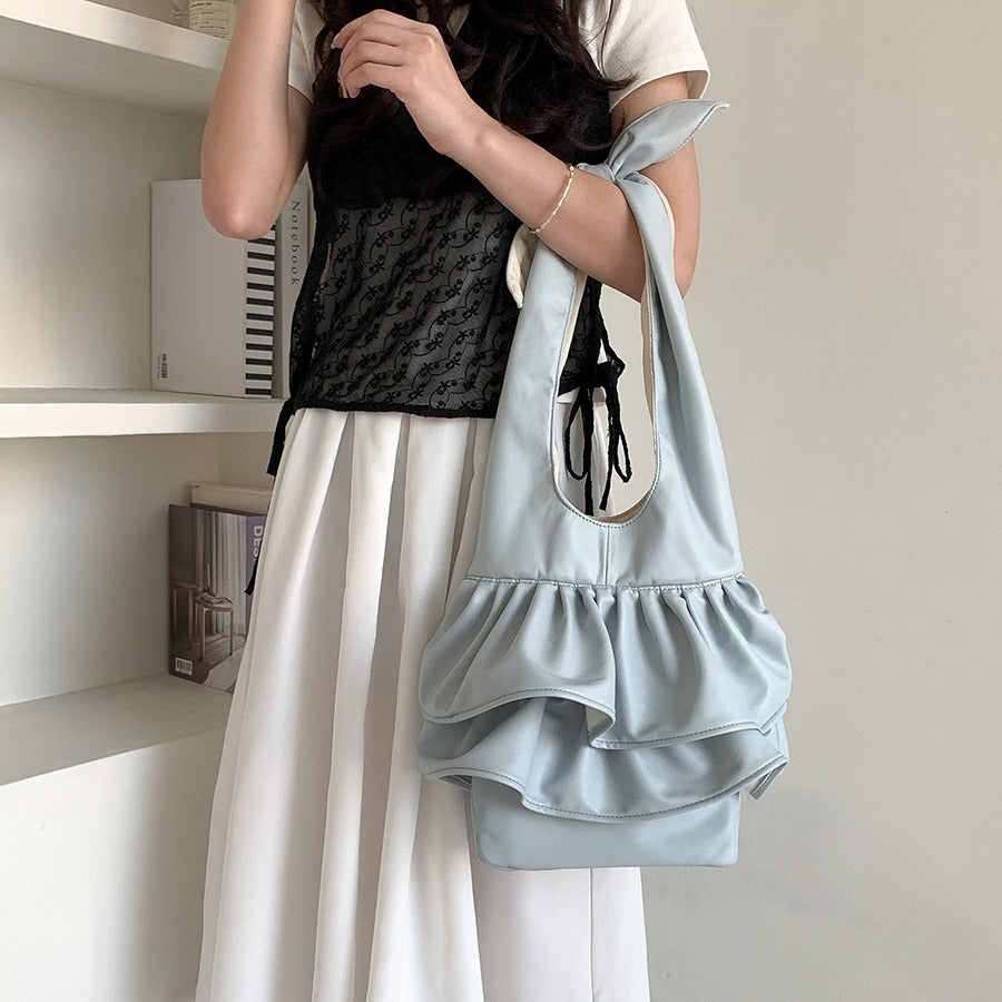Summer High-grade Minority Ruffled Large Capacity Shoulder Bags